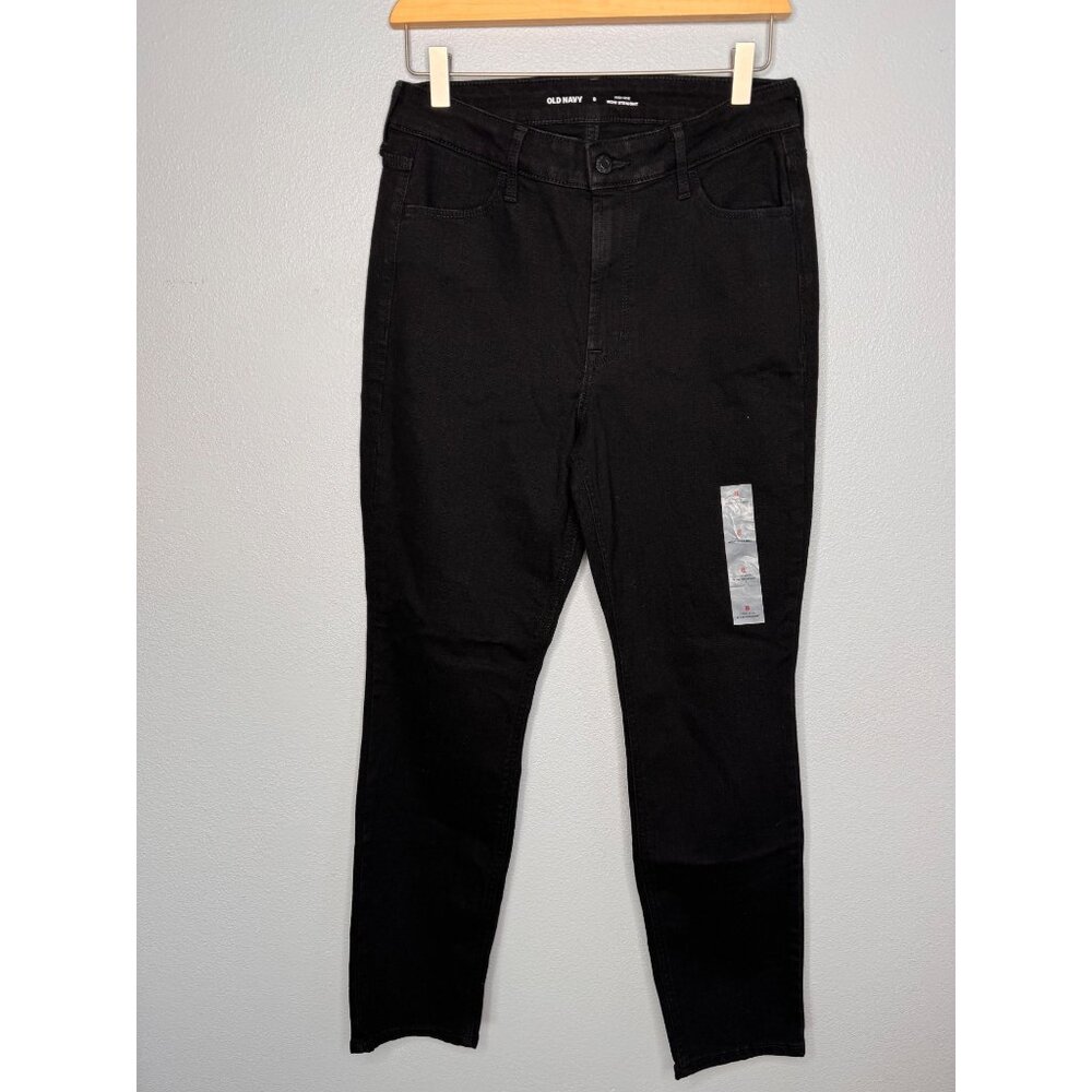 NWOT Old Navy High Rise Wow Straight Leg Black Casual Womens Jeans SZ 8 - Picture 1 of 7